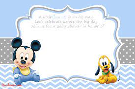 Free Printable Disney Baby Shower Invitations Drevio Invitations Design Baby Shower Thank You Cards Mickey Mouse Baby Shower Disney Baby Shower