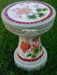 Whitman mosaic 3 piece bistro set with cushions charlton home. Mosaic Garden Stool Mosaic Plant Stand Gr Mosaic Plant Garden Stool Mosaic Garden