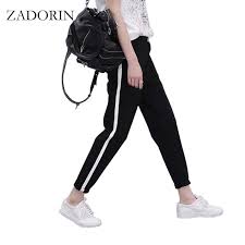 Calça Moletom Com Listra Do Lado Pin By Thiago Rafael Figueira Menezes On Online Shopping Broeken Striped Harem Pants Pants For Women Harem Pants Women