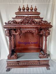 South Indian Style Teak Wooden Temple Set For Home Wooden Mandir Wooden Temple For Usa Pooja Man In 2020 Pooja Mandir Temple Design For Home Wooden Temple For Home