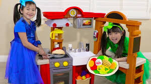 Wooden chef's pretend 488399 fun with friends kids play kitchen by step2. Jannie Emma Pretend Play W Kitchen Restaurant Cooking Kids Toys Youtube