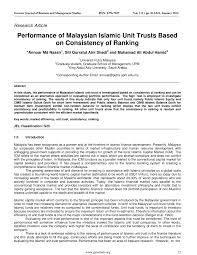 A unit trust pools investors' money into a single fund, which is managed by a fund manager. Pdf Performance Of Malaysian Islamic Unit Trusts Based On Consistency Of Ranking