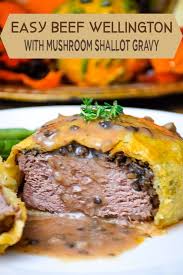 Easy Beef Wellington With Mushroom Shallot Gravy Holiday Sauce Gravy Easyrecipe Individual Be Beef Wellington Recipe Easy Beef Wellington Beef Wellington