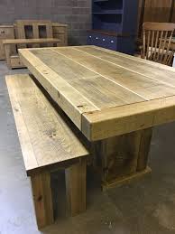 Rustic Plank Butchers Table With A Cube Base And Matching Bench Can Be Made Any Size Www Cobwebsfurniture Co Uk Industrial Table Butcher Table Table