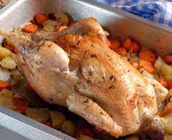 Poulet Roti Aux Carottes Pommes De Terre Et Navets Confits