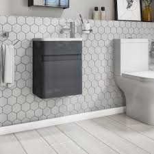 Wholesale aluminum modern vanities wall hung vanity classic bathroom mirror sink furniture wash basin with cabinet. 410mm Dark Grey Wall Hung Vanity Unit With Basin Portland Better Bathrooms