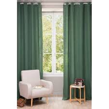 Rideau A œillets En Lin Lave Vert Sapin 130 X 300 Cm Maisons Du Monde Rideau Vert Rideaux Oeillets Rideaux