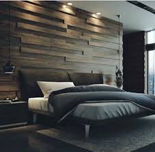 A Dark Cozy Moody Masculine Bedroom Lots Of Wood Dark Beddings Simple Minimalist Mas Modern Bedroom Interior Modern Bedroom Design Luxurious Bedrooms