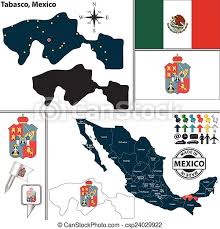 Large detailed map of mexico with cities and towns. Map Of Tabasco Mexico Vector Map Of State Tabasco With Coat Of Arms And Location On Mexico Map Canstock