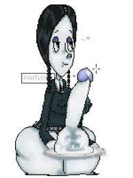 1futa balls cum futa focus futa only futanari gentleshy heart  penis pixel art plate the addams family thick thighs wednesday addams 