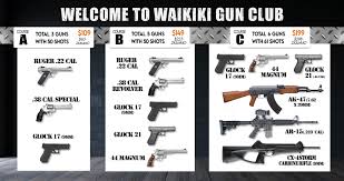 コース料金表 | ワイキキ・ハワイガンクラブ Indoor Shooting Range