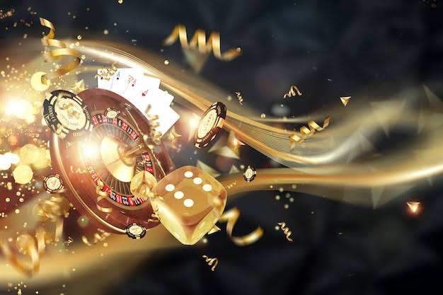 Creative background, roulette, gaming dice, cards, casino chips on a dark  background | Premium Photo