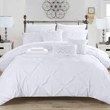 10 Piece Mycroft Pinch Pleated Bed In A Bag Comforter Set Sheets Pillows White Walmart Com White Bed Comforters Bed Comforter Sets White Comforter Bedroom