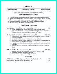 construction worker resume example to