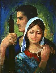painting by ismail shammout 1962 palestinian man and woman palestine art middle eastern art arab artists