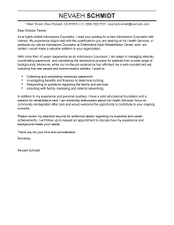 Admissions Counselor Cover Letter Example Cover Letters Livecareer Com