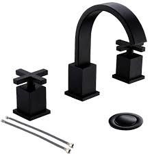 Free shipping on orders over $35. 8 Inch 2 Cross Handle 3 Hole Matte Black Widespread Bathroom Faucet Bathroom Vessel Sink Vanity Faucet With Pop Up Drain And Water Supply Lines Phiestina
