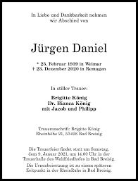 Interessen, berufe, biografien und lebensläufe in der personensuche von das telefonbuch. Traueranzeigen Von Jurgen Daniel Rz Trauer De