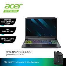 It also has a 15.6 full hd 1920 x 1080, 144 hz display and weighs 2.4kg. Acer Predator Helios 300 Ph317 53 79lt Gaming Laptop I7 9750h Rtx2060 8gb 512gb Ssd 17 3 Windows 10 Shopee Malaysia