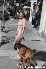 Naked women walking dogs
