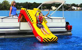 The two person model blends in with the waters and surroundings where fish hide most! Amazon Com Sportsstuff Spillway Pontoon Slide Yellow Red 58 1350 Sports Outdoors