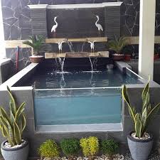 Kolam Ikan Mini Dari Kaca Taman Depan Rumah Kolam Ikan Kolam Rumah Hijau