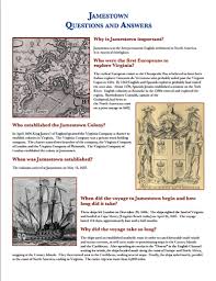 Here S A Nice Question And Answer Page On Jamestown Middle School History Homeschool Social Studies Homeschool History