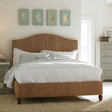 Awesome Excellent Brown Wicker Rattan Mid Century Queen Bed Frame With Curved Stylish Headboard And Brow Wicker Bedroom Furniture Wicker Bedroom Bedroom Styles