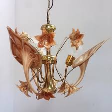 Vintage murano italian millefiori murrines art glass flowers paperweight. Italian Murano Glass Flower Brass Chandelier Italy 1970s 129969