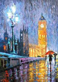Venta Noche Londres 2 Pintura Al Oleo Original Sobre Lienzo London Painting London Cityscape London Artwork