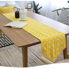 Yellow Geometric Triangle Pattern Cotton Linen Table Runner Printed Table Runner Geometric Table Table Runners