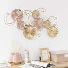 Gold And Copper Metal Circles Wall Art 83x46 Maisons Du Monde Gold Metal Wall Art Circle Wall Art Metal Wall Art