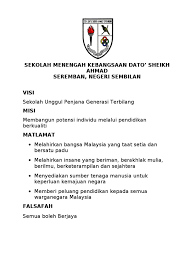 Beliau dilahirkan di kampung bukit ampangan seremban pada 26 rabiulawal 1328 bersamaan 1912 dan meninggal dunia pada 7 januari 1964. Sekolah Menengah Kebangsaan Dato Sheikh Ahmad Seremban Negeri Sembilan Visi