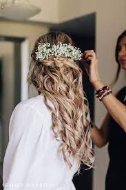 Heavenly Bride In Sophia Tolli Andria Wedding Hairstyles Bridesmaid Bride Hair Accessories Babys Breath Hair