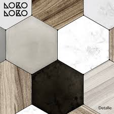 Azulejos Hexagonales De Ceramica Y Madera Vinilo Para Suelos