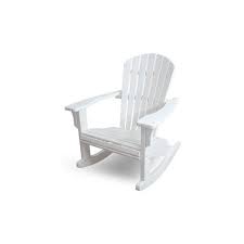Polywood Seashell Adirondack White Rocker Adirondack Rocking Chair White Wooden Rocking Chair Patio Rocking Chairs