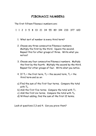 The fibonacci numbers lend themselves to math fair projects in part because they appear so often in the natural world and are thus easily illustrated. Fibonacci Worksheet Ks3 Ks4 Teaching Resources