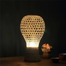 Creative Bamboo Table Lamp Inverted Vase Shape Desk Lamp Rural Bedside Lighting Table Lamp Lamp Bamboo Table