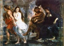 Jest to scena ukazująca odzyskanie żony przez orfeusza. Orfeusz I Eurydyka Obraz Autorstwa Flamandzkiego Malarza Rubensa Peter Paul Rubens Rubens Mythology