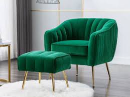 Modern bean bag chair, oversize round ottoman coffee table, modern daybe cushion, wedding gift loopinghome. Chair And Ottoman Set Lounge Accent Club Armchair Green Velvet Oversized Modern Ebay