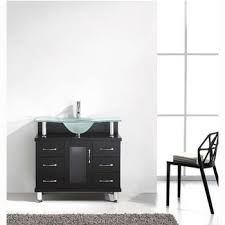 You can use these frosted glass bathroom cabinet in several places such as private properties, offices, hotels, apartments, and other buildings. Vincente Collection 36 Freestanding Single Bathroom Vanity Set In Multiple Finishes Set Includes Main Cabinet And Frosted Glass Countertop W Integrated Round Sink By Virtu Usa Kitchensource Com