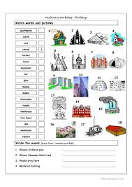 vocabulary matching worksheet buildings english esl worksheets for distance learning and physical classrooms