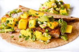 Mango salsa with fresh diced mango, red onion, jalapeno, cilantro and lime. Fish Tacos With Avocado Mango Salsa Med Instead Of Meds