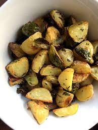 Crispy Roast Potato And Brussels Sprouts Hash Brussel Sprouts Sprout Recipes Vegetarian Recipes Healthy