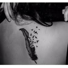 Feather With Birds Flying Away Tattoo Feather Tat Body Art Tattoos Feather Tattoos Feather Tattoo