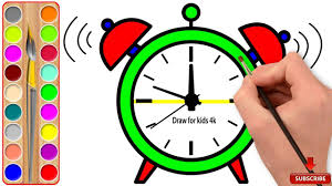 How To Draw Clock Alarm Clock Drawing And Coloring For Kids Coloring Clock Drawings Drawing For Kids Coloring For Kids