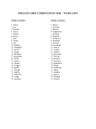 Kuiz epsa nilai dan etika eea0003 txt. Spelling Bee Competition 2020 Word List Docx