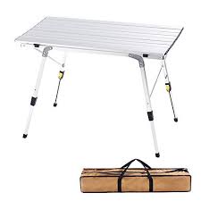 campland aluminum height adjustable folding table camping outdoor lightweight for camping beach backyards bbq party and picnic all4hiking com camping table folding camping table folding table