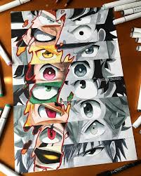 21 2 Mil Curtidas 290 Comentarios Friky Anime Arts Friky Draws No Instagram Split Style X Eyes Collage Dr Anime Crossover Anime Anime Drawings