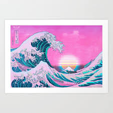 #pixel art #vaporwave aesthetic #vaporwave #suburbia #paradise #dreamz #rainbow #aesthetics #pixel #nostalgia. Vaporwave Aesthetic Great Wave Off Kanagawa Sunset Art Print By Coitocg Society6